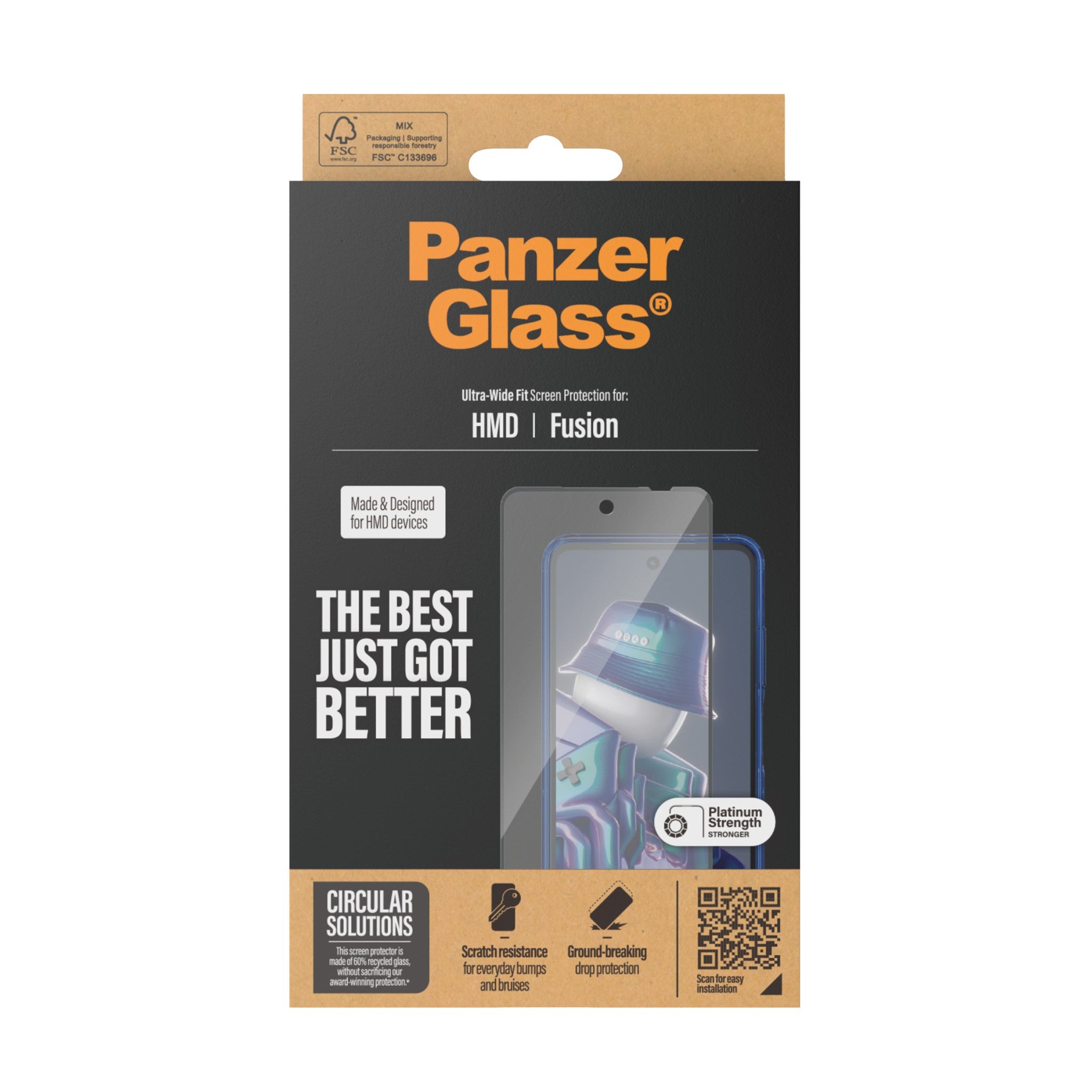 PanzerGlass® Displayschutz m. Schwarz Rahmen HMD Fusion | Ultra-Wide Fit